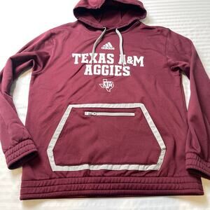 Adidas Texas A&M Aggies Hoodie L Maroon ClimaWarm Pullover Kangaroo Zip Pocket